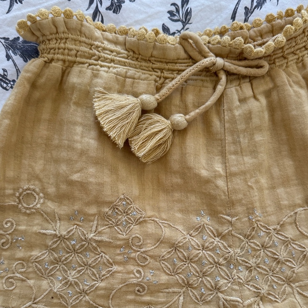 Kids Embroidered mustard Shorts - Picture 4 of 6